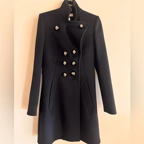 NWT Runway Emilio Pucci Wool Double Breasted Black Coat Italy Size 40 US 6 - Picture 12 of 15